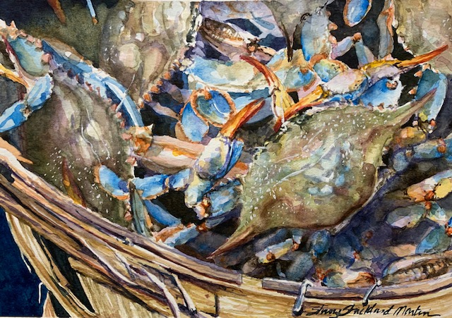 "Basket of Blue" 8' x 10" watercolor c. 2019