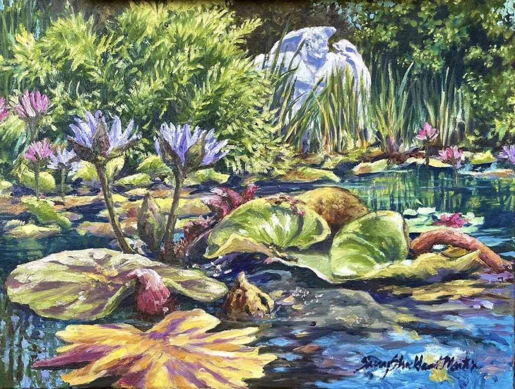 "Brookgreen Waterlilies" Oil on canvas Framed 18"24" Available @ Legacy Antiques Murrells Inlet SC: 2000.00