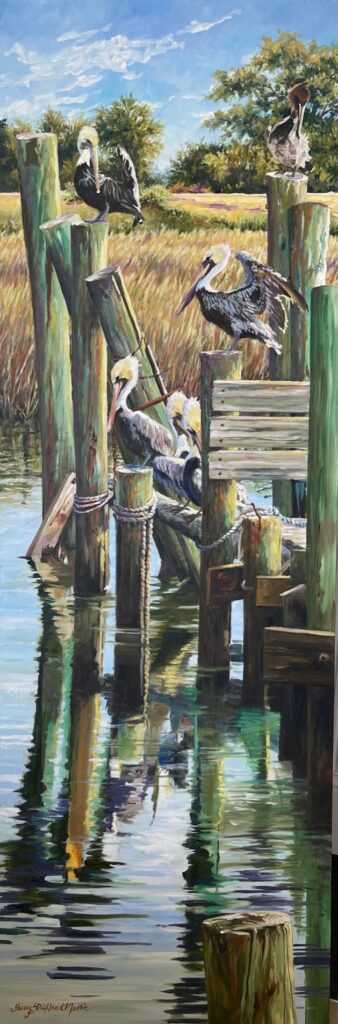 "Flocked" 20"x 60" Oils, gallery depth canvas Available